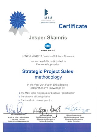 MBR Strategic Project Sales Certificate Jesper Skamris