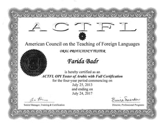 ACTFL OPI certification