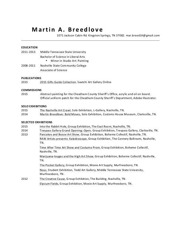 Artist Resume