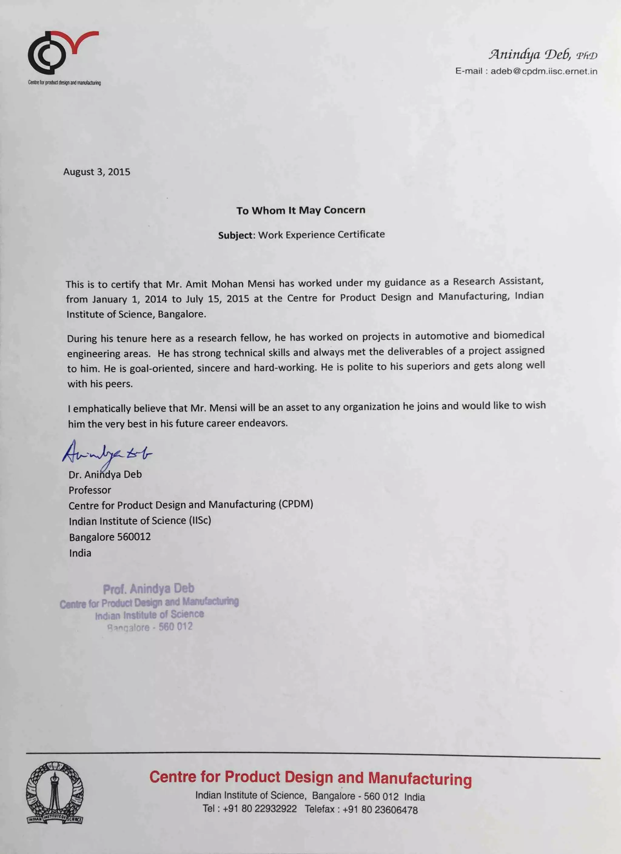 Work Experience Letter | PDF