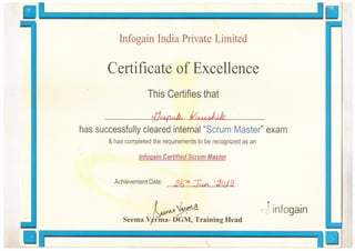 Certified Scrum Master Certificate