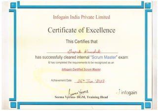 Certified Scrum Master Certificate | PDF