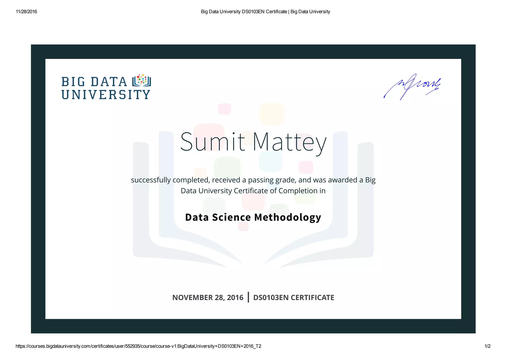 Big Data University DS0103EN Certificate _ Data Science Methodology | PPT