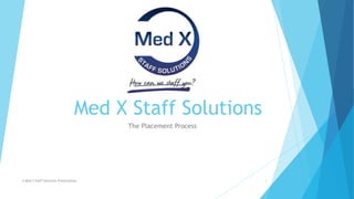 Med X Staff Solutions
The Placement Process
A Med X Staff Solutions Presentation 1
 