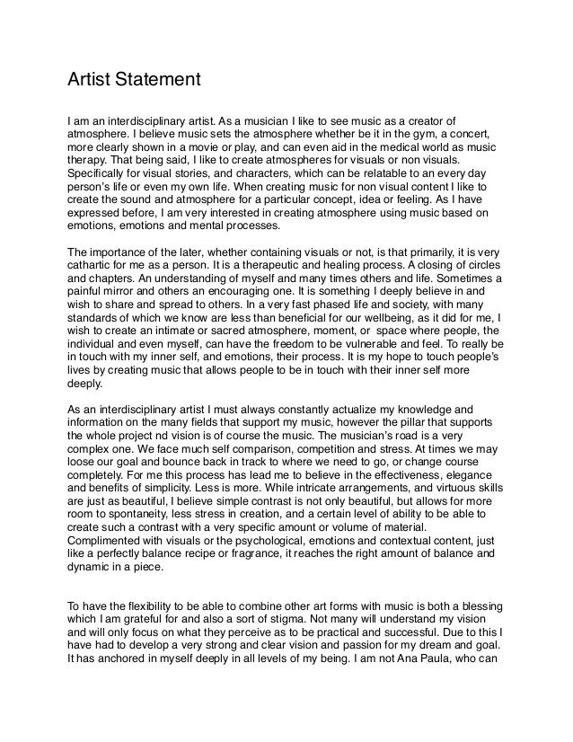My artist Statement OLART10012
