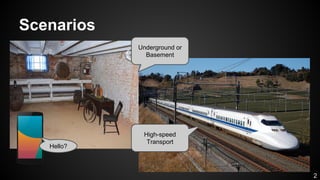 Scenarios
Hello?
High-speed
Transport
Underground or
Basement
2
 