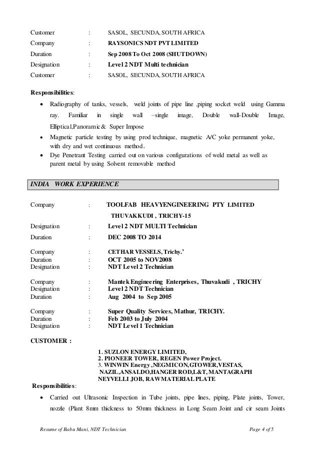 ndt resume format