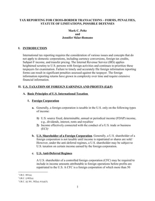 Tax Reporting For Cross-Border Transactions - Froms, Penalties, Statute of  Limitations, Possible Defenses | PDF