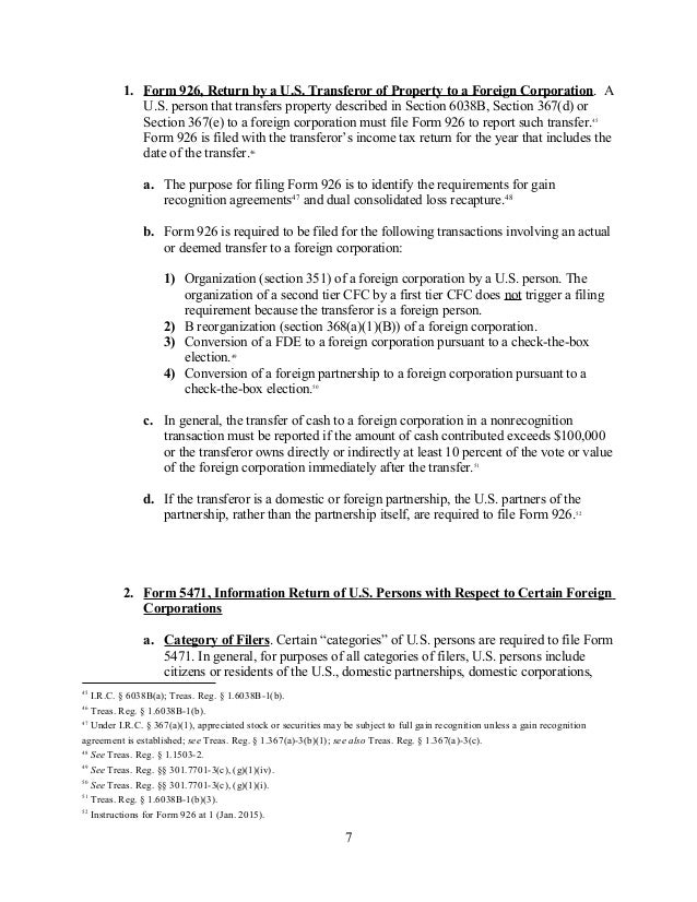 tax reporting for cross border transactions froms penalties statu 926 form