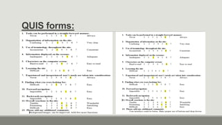 QUIS forms:
 