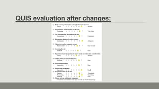 QUIS evaluation after changes:
 