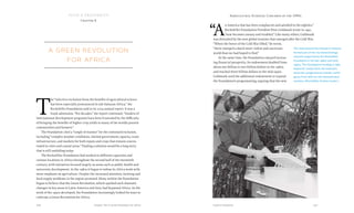 207206 Food & ProsperityChapter Ten: A Green Revolution for Africa
T
he “selective exclusion from the benefits of agricultural science
has been especially pronounced in sub-Saharan Africa,” the
Rockefeller Foundation said in its 2004 annual report. It was a
frank admission. “For decades,” the report continued, “funders of
international development programs have been frustrated by the difficulty
of bringing the benefits of higher crop yields to many of the worlds poorest
communities and farmers.”
The Foundation cited a “tangle of reasons” for the continued exclusion,
including “complex weather conditions, limited government capacity, scant
infrastructure, and markets for both inputs and crops that remain concen-
trated in cities and coastal areas.” Finding a solution would be a long story
that is still unfolding today.
The Rockefeller Foundation had worked in different capacities and
various locations in Africa throughout the second half of the twentieth
century, with initiatives focused largely on areas such as public health and
university development. In the 1980s it began to imbue its Africa work with
more emphasis on agriculture. Despite the increased attention, farming and
food supply problems in the region persisted. Many within the Foundation
began to believe that the Green Revolution, which sparked such dramatic
changes in key areas in Latin America and Asia, had bypassed Africa. As the
work of the 1990s developed, the Foundation increasingly looked for ways to
cultivate a Green Revolution for Africa.
Agricultural Sciences: Concerns of the 1990s
“A
n America that has been complacent and satisfied in the eighties,”
Rockefeller Foundation President Peter Goldmark wrote in 1991,
“now becomes uneasy and troubled.” Like many others, Goldmark
was disturbed by the new global tensions that emerged after the Cold War.
“When the freeze of the Cold War lifted,” he wrote,
“there emerged a much more violent and uncertain
world than we had hoped to find.”
At the same time, the Foundation enjoyed increas-
ing financial prosperity. Its endowment doubled from
about one billion to two billion dollars in the 1980s,
and reached three billion dollars in the mid-1990s.
Goldmark used the additional endowment to expand
the Foundation’s programming, arguing that the new
food & prosperity
Chapter X
a green revolution
for africa
The International Rice Research Institute
formed part of the rice biotechnology
network supported by the Rockefeller
Foundation in the late 1980s and early
1990s. The Foundation’s funding in 1987
helped Dr. Lesley Sitch, the institute’s
associate cytogeneticist, transfer useful
genes from wild rice into domesticated
varieties. (Rockefeller Archive Center.)
 