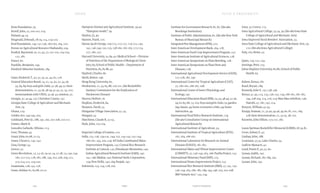 243Food & ProsperityIndex
Farm Foundation, 79.
Ferrell, John, 22, 100-101, 104.
Finland, 49, 53.
Fitzgerald, Deborah, 78-79, 114, 119-120.
Ford Foundation, 139, 151-156, 160-162, 164, 210.
Forum on Agricultural Resource Husbandry, 209.
Fosdick, Raymond, 20, 22, 45, 72, 101-102, 104-105,
127, 181.
France, 60.
Franklin, Benjamin, 149.
Friedrich Miescher Institute, 184.
Gates, Frederick T., 30, 32, 35, 41, 45, 62, 176.
General Education Board, 14, 21, 24, 30, 32, 34, 36,
43, 69, 89: boys and girls clubs, 37-38, 49, 51; farm
demonstration, 21, 33-36, 38-39, 41-43, 51, 55, 101;
memorandum with USDA, 35-36, 42; mission, 32.
Georgia, 37, 42-44, 137: Cherokee County, 137.
Georgia State College of Agriculture and Mechanic
Arts, 79.
Ghana, 219.
Golden rice, 194-195, 203.
Goldmark, Peter Jr., 188, 197, 200, 207-208, 210-211.
Gómez, Marte R.
González Gallardo, Alfonso, 113.
Gore, Thomas, 43.
Grant, John, 65-68, 72-73.
Grant, Ulysses J., 140, 142.
Gray, George, 54.
Greece, 52.
Green Revolution, 13, 15-16, 19-20, 24, 27-28, 73, 140, 159-
160, 172-175, 178, 181, 186, 193, 202, 206, 209, 211,
213-214, 217, 219-220.
Guatemala, 128, 142, 176.
Gunn, Selskar, 61, 65-68, 70-72.
Hampton Normal and Agricultural Institute, 39-40:
“Hampton model,” 39.
Hanlon, J.J., 90.
Hanson, Frank, 110.
Harrar, Jacob George, 109-113, 115-117, 119-122, 140,
142, 146-149, 150, 153, 158-160, 162-163, 173-174,
177, 180, 227.
Harvard University, 20, 84, 92: Medical School—Division
of Nutrition of the Department of Biological Chem-
istry, 85; School of Public Health—Department of
Nutrition, 83, 85-86, 92.
Hayford, Charles, 66.
Herdt, Robert, 196.
Hong Kong University, 60.
Hookworm, 21, 33, 65, 88, 100-101. (See Rockefeller
Sanitary Commission for the Eradication of
Hookworm Disease)
Hoover, Herbert, 76.
Hopkins, Frederick, 84.
Houston, David, 33.
Hungarian Village Association, 51, 55.
Hungary, 53.
Hutchison, Claude B., 52-55.
Hyde, John, 103-104.
Imperial College of London, 210.
India, 133, 136, 139-141, 149, 152, 154-155, 157-159,
166-167, 193, 200, 229: All India Coordinated Maize
Improvement Program, 141; Central Rice Research
Institute at Cuttack, 141; Himalayan Mountains, 140;
Indian Agricultural Research Institute (IARI), 140-
141, 196; Madras, 140; National Seeds Corporation,
159; New Delhi, 140, 169; Punjab, 140.
Indonesia, 133, 154, 178, 200.
index
Institute for Government Research, 81, 87. (See also
Brookings Institution)
Institute of Public Administration, 81. (See also New York
Bureau of Municipal Research)
Integrated Pest Management (IPM), 210.
Inter-American Development Bank, 164, 178.
Inter-American Food Crop Improvement Program, 132.
Inter-American Institute of Agricultural Sciences, 128.
Inter-American Symposium on Plant Breeding, 128.
Inter-American Symposium on Plant Pests and
Diseases, 128.
International Agricultural Development Service (IADS),
177-178, 187, 190.
International Center for Tropical Agriculture (CIAT),
27, 160-162, 166-167, 208.
International Centre of Insect Physiology and
Ecology, 197.
International Education Board (IEB), 25, 45, 48-49, 51-56,
59, 62-65, 68, 73, 105: boys and girls clubs, 55; garden-
ing classes, 49; home economics clubs, 49; home
instruction, 49.
International Food Policy Research Institute, 179.
(See also Consultative Group on International
Agricultural Research)
International Institute of Agriculture, 53,
International Institute of Tropical Agriculture (IITA),
161, 164, 166-167.
International Laboratory for Research on Animal
Diseases (ILRAD), 181-182.
International Maize and Wheat Improvement Center
(CIMMYT), 27, 156-159, 163, 166: Puebla Project, 157.
International Monetary Fund (IMF), 175.
International Potato Improvement Project, 157.
International Rice Research Institute (IRRI), 27, 141, 150-
156, 159, 163, 166, 187, 189, 193, 196, 203, 207-208:
IR8/”miracle rice,” 155, 159.
Iowa, 33: Cresco, 115.
Iowa Agricultural College, 33-34, 39. (See also Iowa State
College of Agricultural and Mechanic Arts)
Iowa Improved Stock Breeders’ Association, 33.
Iowa State College of Agricultural and Mechanic Arts, 79,
110. (See also Iowa Agricultural College)
Italy, 163: Rome, 53.
Japan, 139, 152, 154.
Jennings, Peter, 155.
Johns Hopkins University, 85-86,: School of Public
Health, 65.
Kabete, Kenya, 181.
Kearl, Bryant, 189.
Kennedy, John F., 137-138, 146.
Kenya, 57, 95, 123, 133, 136, 157, 159, 166-167, 181-182,
194, 208-209, 214, 216, 219: Mau Mau rebellion, 136;
Nairobi, 57, 181, 197, 214.
Kenyon, William, 42-43.
Knapp, Seaman, 21, 33-40, 44-46, 49, 60, 81, 101, 169,
228: farm demonstration, 21, 33-35, 38, 101.
Knowles, John Hilton, 173-177, 187.
Laura Spelman Rockefeller Memorial (LSRM), 78-79, 81.
Lever, Asbury F., 42.
Lindsay, John, 188.
Louisiana, 33-35: Lake Charles, 34.
Ludlow Massacre, 42.
Lund, Frants P., 40, 51, 60.
Lyman, Judith, 192.
Lyman, Richard, 187-189, 192.
Lynam, John, 197.
242
food & prosperity
 