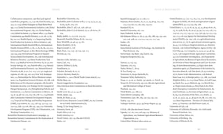247Food & ProsperityIndex
index
Spanish (language), 20, 22, 106, 111.
Stakman, Elvin Charles, 18, 20, 22, 29, 98-99, 105, 109-
113, 115-116, 122, 161, 167, 224-227.
Standard Oil, 62.
Stanford University, 187, 220.
Stare, Frederick, 85-86, 92.
Sub-Saharan Africa, 12, 28, 57, 95, 185, 188, 195, 197, 200,
202, 206, 208-210, 213-214, 219, 221, 227, 230.
Sudan, 178.
Sweden, 49.
Swiss Federal Institute of Technology, 184: Institute for
Plant Sciences, 184.
Switzerland, 184: Basel, 184; Zurich, 184.
Syngenta (Syngenta AG), 195.
Taiwan, 73, 154-155.
Tanzania, 216, 219.
Taylor, Henry C., 78-79.
Te Tzu Chang, 155.
Tennessee, 87, 89-90: Nashville, 87.
Tennessee Valley Authority, 83.
Texas, 21, 33-36, 41: Austin, 33; Laredo, 21; Terrell, 34.
Texas A & M University, 190, 200. (See also Agricultural
and Mechanical College of Texas)
Thailand, 193, 200.
Third World, 137, 188, 202.
Times Mirror Company, 188.
Toenniessen, Gary, 180, 184, 192-193, 195, 232.
Turkey, 159, 161.
Tuskegee Institute, 39-42, 49: Jesup Wagon, 43, 49.
U.S.S.R., 188. (See also Soviet Union)
Uganda, 122, 167, 200, 208-209, 214: Ministry of
Agriculture, 200; National Agricultural Research
Organization, 214.
United Mine Workers labor union, 42.
United Nations, 53, 120, 123, 164, 175, 219: Development
Program (UNDP), 166; Food and Agriculture Organi-
zation (FAO), 53, 123, 153, 164, 166.
United States, 12, 23, 25-26, 29, 34, 43, 45, 48-49, 60-61, 65,
73, 76, 79-80, 82-83, 87, 90-91, 95, 99, 102-103, 106, 117,
119-120, 123, 127, 129, 131, 133, 138-139, 151-152, 175,
192, 213, 228-229: Agency for International Develop-
ment (USAID), 156, 164, 178, 210; agricultural exten-
sion service, 37, 78, 81; agricultural extension agents,
36, 45, 120; Army, 92: Surgeon General, 92; Attorney
General, 138; Central Intelligence Agency (CIA), 138;
Civil War, 99, 101; Congress, 25, 33-35, 41-43, 48, 69,
73, 81, 138; Congress Senate Agriculture Committee,
43; Cox Committee investigation, 138; Department
of Agriculture, 83; Bureau of Agricultural Economics,
78; Division of Farm Management and Cost Account-
ing, 78; farm demonstration, 33; Negro farm dem-
onstration agent, 40; Department of the Interior, 83;
Executive Branch, 138; Dust Bowl, 76, 95; economy,
26, 81; Farm Credit Administration, 108; Federal
Farm Loan Act, 78; foreign policy, 137, 188, 230; Good
Neighbor Policy, 101-103; Great Plains, 76; Gulf Coast,
34; Hatch Act, 34, 41; Midwest, 99, 110; Morrill Act,
41; Negro rural schools, 41; New Deal, 81-82; Presi-
dent’s Emergency Committee for Employment, 80;
rural Northeast, 25; Secretary of Agriculture, 33-35,
82, 84, 103; Secretary of the Navy, 101; South, 12,
25-26, 32, 34-35, 39, 41, 48-49, 61, 65, 88, 101, 106, 133,
227; State Department – Division of Cultural Rela-
tions, 73; Treasury, 138; Wall Street crash, 76.
University of Cali, 128.
University of California, Riverside, 160: Arid-Lands
Research Institute, 160.
University of East Africa, 167.
University of Freiburg, 184.
University of Illinois, 80, 85.
246
food & prosperity
Collaboration component, 196; Food and Agricul-
tural Policy program, 123, 179-180; Food Security, 192,
203, 212-214; Global Dialogue on Plant Biotechnol-
ogy, 213; Global Environmental initiative, 208; Global
Environmental Program, 189, 200; Global Health,
216; Global Inclusion, 213; Harare office, 214; Health
Commission, 94; Health Division, 22, 61, 66, 72, 83,
89, 100-101; Health Equity, 213; Improving Family
Food Production Systems in Africa initiative, 196;
International Health Board (IHB), 65; International
Health Division (IHD), 22, 66, 72, 83, 85, 89, 100-101;
International Program on Rice Biotechnology (IPRB),
193-194, 209; International Program to Support
Science-Based Development, 187, 208; International
Relations Division, 179; Maize Productivity Task
Force, 214; Medical Sciences Division, 85, 87, 91; mo-
lecular biology, 181, 192; Nairobi office, 214; Natural
and Environmental Sciences, 192; Natural Sciences
Division, 85-86, 91-92, 102, 105, 110, 191; neglected
regions, 28, 188, 195, 200, 202; New York headquar-
ters, 122; Partnerships for Africa’s Renewal compo-
nent, 214; Population Sciences Division, 187-188, 208;
Reflections on Development program, 188; Social &
Economic Security, 216; Strategy for the Conquest of
Hunger Symposium, 163; Strengthening Policies and
Institutions, 213; Survey Commission to Mexico, 18-
19, 26, 29, 98-100, 103, 105-106, 108-112, 114; Sustain-
able Community Oriented Development Program,
214; Tropical Soil Biology and Fertility Programme
(TSBF), 209; trustees, 67, 133, 138-139, 142-143, 150,
152-153, 168, 174-176, 186, 191, 193, 210; University
Development Program (UDP), 166; Urbanization, 216;
Working Communities, 213.
Rockefeller Hookworm Eradication Campaign, 33.
Rockefeller Sanitary Commission for the Eradication of
Hookworm Disease, 100.
Rockefeller University, 163.
Rockefeller, John D. (Senior or Sr.), 13-14, 24, 35, 41, 45,
62-63, 79, 81, 102, 176.
Rockefeller, John D. 3rd, 136, 138, 148-150.
Rockefeller, John D. Jr. (or Junior), 29, 42, 48, 60-65, 78,
104.
Rodin, Judith, 12, 215-216, 219, 232.
Roosevelt, Franklin Delano, 81-82, 100-103.
Rose, Wickliffe, 30, 48, 53, 55, 181.
Ruml, Beardsley, 78, 81.
Rupert, Joseph A., 128.
Rusk, Dean, 129, 133, 136-139, 146, 173.
Rwanda, 95, 219.
Sánchez Colín, Salvador, 133.
Sauer, Carl, 105.
Sawyer, Wilbur A., 83-84.
Scandinavia, 51.
Schultes, Richard, 18, 20, 22.
Science Advisory Board, 82.
September 11, 2001 (World Trade Center attack), 214.
Shelly, Mary, 191.
Simon Guggenheim Foundation, 142.
Sino-American Joint Commission on Rural Reconstruc-
tion, 73.
Smith-Lever Act, 41-42, 44, 78.
Smith, Adam, 149.
Smith, M. Hoke, 42, 44.
Social Science Research Council (SSRC), 80, 83: Commit-
tee on Public Administration, 83.
Soong, T.V. (or Song Ziwen), 72.
Sorensen, Soren, 48.
South Africa, 216, 219.
South America, 102.
Soviet Union, 136, 139. (See also U.S.S.R.)
Spain, 150.
 