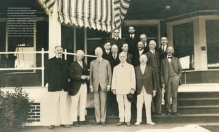 introduction
Introduction Food & Prosperity
The General Education Board, a
precursor to the Rockefeller Foundation,
included many of John D. Rockefeller
Sr.’s most trusted philanthropic advisors
(l to r, from bottom row): Edwin
Alderman, Frederick Gates, Charles Eliot,
Harry Pratt Judson, Wallace Buttrick,
Wickliffe Rose, Hollis Frissell, John D.
Rockefeller Jr., E.C. Sage, Albert Shaw,
Abraham Flexner, George Vincent, Anson
Phelps Stokes, Starr Murphy, Jerome
Greene. (Rockefeller Archive Center.)
3130
 