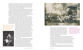 Chapter One: Cultivating the Vineyard 4342 Food & Prosperity
federal support for agricultural research. But as Congressman Asbury F. Lever,
a Democrat from South Carolina, asserted in 1914, the knowledge generated
by all of this research had been “accumulating for more than half a century
and reservoiring in our colleges and other institutions” without reaching the
people it was designed to help—farmers in the field.
Sponsors of the Smith-Lever Act believed farm demonstration and agricul-
tural extension would “naturally and logically [complete] the chain of agencies
fostered by the Federal Government for the betterment of agriculture.” Senator
Hoke Smith, a Democrat from Georgia, saw it as a way to bring results from
the laboratories and field experiments to the local farm communities, to “carry
the school to the farmer and make his own fields a laboratory in which we can
demonstrate the value of science when applied to agriculture.”
As the bill came before the U.S. Congress, however, two events fueled
public antipathy for the Rockefellers and galvanized support for the measure.
The first stemmed from a conflict in the spring of 1914 between armed coal
miners and the Colorado National Guard in Ludlow, Colorado. Thousands
of miners had been striking for months, protesting the Rockefeller-owned
Colorado Fuel and Iron Company’s refusal to negotiate with the United Mine
Workers labor union. On April 20, violence erupted. The company’s guards
sprayed the striking miners’ tent colony with rifle shots
and machine gun fire, and then ignited a fire that spread
through the camp. Between 19 and 25 people died,
including 13 women and children who suffocated in a
dirt bunker underneath one of the tents. The “Ludlow
Massacre” received much attention in the media, serving
as a symbol to many of industrial ruthlessness and
immorality. John D. Rockefeller Jr., who would come to
play a leading role in his father’s philanthropy, sat on
the Colorado Fuel and Iron board of directors. He was
blamed for the tragedy, and some members of Congress
hesitated to support a program associated with the
Rockefeller name.
Public criticism of the Rockefellers was compounded
later in 1914 when U.S. Senator William Kenyon of Iowa
learned of the original 1906 memorandum between
James Wilson (of the USDA) and Wallace Buttrick
(of the GEB), delineating funding roles for the farm
demonstration program. Though this agreement was not
secret, its contents had not been common knowledge;
only a few top officials at either organization knew what
it said. Kenyon, who served on the Senate Agriculture
Committee, publicly condemned the agreement because
it allowed the GEB to pay hundreds of government
salaries (those of demonstration agents, whose payment
the USDA issued). According to Kenyon, the agreement
made the Rockefellers sponsors of a “silent empire.” He
feared they were attempting to establish an “invisible
government” through these gifts.
These two scandals prompted “extraordinarily hostile outbursts” in
Congress. New Jersey Senator James E. Martine proclaimed, “I hope the
United States may be spared from living on the contribution of a Rockefeller
or a Carnegie. It would be equivalent to a family living on the wages of
sin.” Thomas Gore of Oklahoma declared that any money coming from
the Rockefellers was “red with human blood and dripping with human
tears.” He advocated a “divorcement of the Government from the General
Education Board.”
The Rockefellers had their supporters. Congressman William West of
Georgia (where farm demonstration had already taken place) argued that
Booker T. Washington was an advocate
of black advancement through education.
Appointed head of the Tuskegee
Normal and Industrial Institute in 1881,
he promoted agricultural science.
(Library of Congress.)
District Demonstration Agent T.M.
Campbell used the Jesup wagon to carry
agricultural tools, stock, and poultry from
community to community as he taught
African-American farmers in Alabama
how to increase their agricultural yields.
(Rockefeller Archive Center.)
 