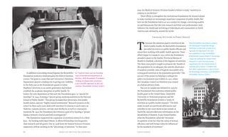 Chapter Four: Hard Times, War, and Nutrition 8786 Food & Prosperity
In addition to providing research grants, the Rockefeller
Foundation worked to institutionalize the field of nutrition
science. The grant to create Harvard University’s Nutrition
Department played a leading role in giving new visibility
to the field, just as the Foundation’s grants to Johns
Hopkins University in an earlier generation had helped
establish the academic discipline of public health. To
bolster the new department at Harvard, the Foundation gave 14 “special fel-
lowships” in 1943, forming a “special group studying nutrition at the Harvard
School of Public Health.” This group included four physicians, four public
health nurses, and one “highly trained nutritionist.” Research projects at the
school in these early years dealt with nutrition in relation to such topics as
Atabrine, malaria, protein, calcium, and riboflavin, as well as community
nutrition. By 1945 the Foundation described as a goal of its funding a “proper
balance between clinical and field investigations.”
The Foundation supported the expansion of nutrition research in a third
way—by funding individual fellows. It offered fellowships less frequently
than research and lab grants. One in 1938 from the Natural Sciences Division
supported a fellow working in the “physiology of nutrition.” In that same
year, the Medical Sciences Division funded a fellow to study “nutrition in
relation to alcoholism.”
These efforts to strengthen the institutional foundations for research aimed
to make nutrition an increasingly important component of public health. But
here too the Foundation had to act as a catalyst for change, convincing academ-
ics and bureaucrats that this new research and these new professionals could
influence the health and well-being of individuals and communities in North
America and, ultimately, around the world.
Changing Attitudes in Public Health
T
o increase the attention paid to nutrition in the
field of public health, the Rockefeller Foundation
provided incentives to public health officials and
researchers working with public health agencies. These
efforts began in Canada in 1935, when the Foundation
awarded a grant to the Quebec Provincial Bureau of
Health to establish a division of the hygiene of nutrition.
The three-year project sought to promote the “health of
the population by an adequate diet and the observance
of modern scientific rules of hygiene susceptible of fa-
voring good nutrition in the population generally.” The
success of the project in helping to reshape the
policy environment was evident in 1937, when
the Canadian Council on Nutrition was created
as a federal advisory body.
Success in Canada was followed in 1939 by
the Foundation’s first nutrition-related public
health grant in the United States. Vanderbilt
University in Tennessee proposed, and the
Rockefeller Foundation funded, a “study of
nutrition as a public health measure.” The field
study focused on nutritional deficiencies and
remedies in two rural districts just outside of
Nashville, and provided new information on the
metabolism of thiamin. It also helped further
what the Foundation called the “increased
recognition of the fact that the status of human
efficiency and well-being is directly influenced
by the standards of nutrition.”
With Rockefeller Foundation support,
the Washington-based Brookings
Institution undertook a study of the
Agricultural Adjustment Act that
was published in 1935. Rockefeller
philanthropy helped Robert S. Brookings
create the Institute for Government
Research in 1916, the first private
organization for fact-based study of
national policy issues. It merged with
two other organizations in 1927 to form
the Brookings Institution. (Leet Brothers.
Rockefeller Archive Center.)
Dr. Frederick Stare was the founding
chair of the Harvard Department of
Nutrition. With Rockefeller Foundation
funding, the department promoted
a new scientific approach to diet and
nutrition. (Rockefeller Archive Center.)
 
