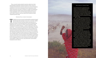 Chapter Four: Hard Times, War, and Nutrition 9594 Food & Prosperity
Thus, as wartime leaders pushed for nutrition studies that would
help battlefield commanders maintain the fitness of their troops, the
Foundation determined that nutrition studies were essential to fortifying
populations at a time when national governments desperately needed
workers and military personnel. In Europe, for example, the Foundation’s
Health Commission studied “urgent nutrition problems which the war
would undoubtedly create.” One of the leading commission scientists
was Dr. John B. Youmans, who had conducted the Foundation-funded
Vanderbilt nutrition study.
Expanded Focus, Limited Involvement
T
hroughout the inter-war period, the Rockefeller Foundation stepped
back from agriculture and took on the science of nutrition. Though
nutrition received more funding, emphasis, and expansion, its
program was similar to the limited agriculture work the Foundation had
supported in the 1910s and 1920s. In both cases the Foundation worked
through large and stable institutions—usually the federal government or
universities—to do research with limited and well-defined goals. The public
health component of nutrition appeared early on, with its attendant focus
on practical results, but did not eclipse the theoretical interests that many
agriculture and nutrition projects had in the early years of the rural depres-
sion. World War II helped accelerate this process of change, especially in the
arena of public health. To be sure, the links between nutrition and agricul-
ture were still primarily tied to the quantity and availability of agricultural
production. But in many parts of the world, even those only lightly touched
by the conflagration of war, the issue of nutrition was basically a problem
of food supply. To address this issue, as described earlier, the Rockefeller
Foundation turned to Mexico.
Resilience in Trying Times
Environmental threats catalyzed by human
behavior continue to challenge agricultural
production in the developing world and
threaten food security, just as they did in the
Dust Bowl years in the United States. Recently,
the Rockefeller Foundation has helped support
sophisticated and scientific risk evaluation to
help developing countries anticipate the effects
of climate change.
With a $3 million grant from the Founda-
tion in 2008, the United Nations World Food
Programme (WFP) has worked to restructure
its international natural disaster assistance tac-
tics. Between 2010 and 2012, the Foundation
gave another million dollars to the WFP for its
Climate and Disaster Risk Solutions (CDRS)
unit to partner with the African Union Com-
mission to establish the African Risk Capacity
project, an optimized global risk management
system for providing natural disaster assis-
tance to African countries.
Foundation grants have supported other
innovative projects to promote resilience and
food security, especially in sub-Saharan Africa,
including a crop and livestock insurance program
in Kenya, and the Oxfam America Horn of Africa
Risk Transfer for Adaptation (HARITA) project.
Meanwhile, with support from the Founda-
tion, the Rwanda Meteorological Service and
the Walker Institute of the University of Reading
began work on climate risk modeling to create a
national climate change risk map that will allow
researchers to evaluate adaptation strategies.
These efforts aim to build farmers’ resilience to
climate change and variability, thereby minimiz-
ing the harmful effects on food security.
 