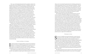 129128 Food & ProsperityChapter Six: Exporting Success
Since 1945, the Foundation had sponsored two graduate students from
the agriculture school at Medellín University in Colombia to spend a year
in Mexico doing research on soil, plant pathology, plant breeding, and
applied entomology. By 1948 two of the first three fellows had returned
to Medellín to join the faculty. The Foundation expanded the fellowship
program from two to six students, and started a new program at the
University of Cali, also in Colombia. On many levels, from research to
improved harvests to expanding professional expertise, the Mexican
Agricultural Program had been a success. A spirit of cooperation and
partnership pervaded the program. Hundreds of visitors arrived at MAP
test plots to study their progress. In 1949 the Foundation funded the
Inter-American Institute of Agricultural Sciences in Turrialba, Costa Rica,
and invited agricultural scientists from 11 Latin American countries to
join MAP leaders in Mexico City for an “Inter-American Symposium on
Plant Breeding.” A year later, in 1950, the Foundation sponsored a second
symposium, the “Inter-American Symposium on Plant Pests and Diseases.”
Scientists from established universities attended these conferences, in
stable Latin American countries that shared a common language, cultural
traditions, and dependence on corn. They had also avoided the worst
direct impacts of World War II. For the first time since the Rockefeller
Foundation’s international campaign against yellow fever in the years
between World War I and World War II, scientists worked toward common
purposes across national borders. Agricultural research is based on
universal principles, and scientists shared the same research methods.
They read the same technical literature. A breakthrough in Mexico could
be applied in Colombia. The discovery of native high-altitude varieties
in Bolivia held the potential to unlock secrets that might improve yields
in Guatemala. What had begun as an experiment with a narrow focus
on the food production problems of Mexico was ready to emerge onto an
international stage.
Taking the Model to Colombia
I
n 1948 the president of Colombia officially requested the Foundation’s
assistance in setting up a MAP-like program in his country. Dr. Lewis
M. Roberts, a corn specialist from MAP, and Dr. Joseph A. Rupert, a
wheat expert, were assigned to launch the project. The initial Foundation
investment of $40,000 in 1949 increased to $135,600 by 1951.
The Colombia program followed the blueprint of MAP as precisely as
possible. It put emphasis on improving the yield and quality of corn and
wheat, and on increasing the opportunities for Colombian agronomists to
conduct post-graduate research in the United States and Mexico. “We plan
to use it [MAP] as a hub for training and, as it were, seeding the extension
of the work to other countries,” new president Dean Rusk wrote in the 1951
President’s Review. “The men who are operating the program in Colombia
were trained on the job in Mexico, and the personnel to man the proposed
projects in other Latin American countries will similarly be trained
through a year of experience on the staff in Mexico.”
The Colombian Agricultural Program (CAP) developed its principle
centers of research in Medellín and Bogotá, near existing university
research facilities. By 1954 there were four substations for high-altitude
research, three stations in the intermediate altitudes, and three tropical
stations. In its first years, the Colombia program received seeds from Mexico
and adapted them to Colombia’s climate, but researchers quickly developed
a “corn germplasm bank” to store indigenous Andean varieties that could be
used for experimentation or sent to corn researchers throughout the world.
Seeds were distributed to Colombian farmers through the Caja Agraria,
a government- owned credit bank, which formed part of the extension
system and sold the seed “literally and figuratively by demonstrating to
the farmer the advantages of the improved varieties.” By 1960, 80 percent
of the corn acreage in Colombia’s most advanced agricultural region, the
Cauca Valley, was planted with hybrid seeds sold through the Caja Agraria.
The Colombians also developed an emphasis on potatoes, which scientists
pointed out were a staple of the Colombian diet.
Expansion to Chile
S
uccesses in Colombia were quickly followed by a request from the
government of Chile, and in May 1955 the Foundation established
its third agricultural operation. Upon entering the country, in
collaboration with the federal government, the Foundation helped establish
a cooperative unit, the Office of Special Studies, under the aegis of the
Ministry of Agriculture. The Foundation began work on the premise that
there existed a food supply shortfall in Chile that could be fulfilled by
improving agricultural productivity. The “consumption of agricultural
products . . . was increasing at the rate of 2.3 per cent annually,” Foundation
researchers explained, while “agricultural production was going up at the
rate of 1.6 per cent.”
The Chilean program focused on wheat, the “basic staple of the national
diet,” which had been imported annually in recent years. As the program
 