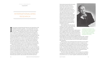 147146 Food & ProsperityChapter Seven: Internationalizing Research
food & prosperity
Chapter VII
I
f any question remained about the long-term role of agriculture in the
Rockefeller Foundation’s portfolio—or its relationship to the other
powerful programs in public health, medical education, and popula-
tion science—the organization answered it in 1961 with J. George
Harrar’s appointment as president. Harrar had joined the Foundation in
1943 to run the nascent Mexican Agricultural Program, ramrodding it to
stunning scientific breakthroughs and increased corn and wheat yields. His
team proved themselves in both the laboratories and the fields. Harrar re-
turned to New York in 1952 as deputy director of agriculture under Warren
Weaver. He became director in 1955, vice president of the Foundation in
1959, under Dean Rusk, and president in 1961 when Rusk accepted John
Kennedy’s appointment to be Secretary of State. Harrar was the first staff
person to ascend through the ranks of the Foundation to become president.
When Harrar arrived in Mexico in 1943, small farmers still planted
their corn crop with long sticks, one seed at a time. In Asia, rice farmers
were following traditions that had not changed in 4,000 years. Farming, the
world over, was essentially a subsistence activity on a small scale, and many
farmers lived perpetually on the edge of poverty. By the time Harrar retired
in 1972, he had helped engineer a global revolution in agriculture tied to a
network of international research institutes, national extension programs,
and a fraternity of hundreds of well-trained agricultural scientists who
shared the same scientific values and often the same field experiences.
Asian farmers shared seeds and research
innovations with Latin American
farmers half a world away. Scientists
working on tropical agriculture in
Colombia could see the consequences
of their research played out in Africa or
Asia. Agriculture became intensively
capitalized and the markets global.
Production was mechanized and depen-
dent on synthetic fertilizers, pesticides
developed in international laboratories,
and government-sponsored irrigation
systems. In the frantic race between
harvest and famine, Harrar’s program
had kept pace, but it had not been easy
or without controversy.
Harrar had been somewhat reluctant
to move to New York in 1952. But leaving
rural Mexico and his small band of
brothers to take a leadership position
within the Foundation allowed him to explore agricul-
ture in a global context, and to consider the potential
for extending the technical and organizational lessons
of Mexico to other nations. What he discovered was an
uncoordinated, inefficient, ecologically damaging, hap-
hazard approach to local agricultural problems around the world—what he
called “a disordered food supply” and “inadequately developed agricultural
practices” that could not keep pace with the world’s rapidly expanding hu-
man population.
His first instinct was to build agricultural innovation on local culture.
“The upgrading of a primitive agricultural system is a complex process
in which social, economic, and political factors play parts as important as
the improvement of technology,” he wrote in his first President’s Review
in 1961. “The problems that impede progress must be solved within the
local environment and improvement must start where the people are. The
challenge in areas where improvement projects are planned is to learn
more about the environment and to fit reforms into it.”
The work in Mexico had taught Harrar that focusing on local problems,
training local scientists and technicians, and recognizing that agriculture
was as much an “art” as a “science” together constituted the most effective
internationalizing
research
J. George Harrar, first director of the
Mexican Agricultural Program, served as
the Rockefeller Foundation's president
from 1961 until 1972. He started the
Conquest of Hunger program in 1963.
(Rockefeller Archive Center.)
 