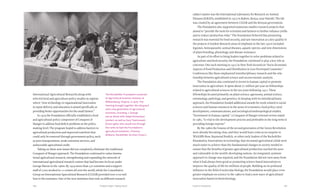 181180 Food & ProsperityChapter Eight: Taking Stock
International Agricultural Research) along with
selected food and agriculture policy studies in regions
where “new technology or organizational innovation
in input delivery and education is aimed specifically at
providing better opportunities for the small farmer.”
In 1979 the Foundation officially established a food
and agricultural policy component of Conquest of
Hunger to address food deficit problems at the policy-
making level. The program hoped to address barriers to
agricultural production and improved nutrition that
could only be removed through government policy, such
as poor transportation, weak extension services, and
unfavorable agricultural credit.
Taking on these new issues did not completely eliminate the traditional
Conquest of Hunger approach. The Foundation continued to value interna-
tional agricultural research, strengthening and expanding the network of
international agricultural research centers that had become its focus under
George Harrar in the 1960s. By 1979 more than 570 scientists and a support
staff of 7,000 worked in 11 centers all over the world, while the Consultative
Group on International Agricultural Research (CGIAR) provided over $100 mil-
lion to the institutes. One of the new institutes that took on different research
subject matter was the International Laboratory for Research on Animal
Diseases (ILRAD), established in 1973 in Kabete, Kenya, near Nairobi. The lab
was created by an agreement between CGIAR and the Kenyan government.
The Foundation also supported numerous smaller research projects that
aimed to “provide the tools for scientists and farmers to further enhance yields
and to reduce production risks.” The Foundation believed that pioneering
research was essential for food security, and saw innovation as a key quality in
the projects it funded. Research areas of emphasis in the late 1970s included
legumes, hemoparasitic animal diseases, aquatic species, and new dimensions
of plant-breeding, physiology, and disease resistance.
As part of its effort to bring leaders together to solve problems related to
agriculture and food security, the Foundation continued to play a key role as
convener. One such meeting in 1973 in New York focused on “Socio-Economic
Aspects of Food Production and Distribution in Less Developed Countries.”
Conferences like these emphasized interdisciplinary research and the rela-
tionship between agricultural science and socioeconomic analysis.
The Foundation also continued to invest in human capital to promote
innovation in agriculture. It spent about $1 million per year on fellowships
related to agricultural sciences in the ten years following 1972. These
fellowships focused primarily on plant science, agronomy, animal science,
entomology, pathology, and genetics. In keeping with its interdisciplinary
approach, the Foundation funded additional awards for work related to social
sciences and human resources in the areas of economics, food policy, rural
development, communications, and sociological/anthropological studies.
“Investment in human capital,” a Conquest of Hunger internal review stated
in 1982, “is vital to the development process and preferable in the long term to
providing foreign experts.”
By the 1980s the lessons of the second generation of the Green Revolution
were already becoming clear, and they would have come as no surprise to
Wickliffe Rose, Raymond Fosdick, or other early leaders of the Rockefeller
Foundation. Innovations in technology that increased agricultural yields were
much easier to achieve than the fundamental changes in society needed to
ensure that the benefits of greater agricultural production reached the poor
and vulnerable in the world’s developing nations. An integrated, systemic
approach to change was required, and the Foundation did not turn away from
what it had always been good at: promoting science-based innovations to
improve the quality of life for millions of people. Building on its profound
influence in the field of molecular biology, the Foundation would place even
greater emphasis on science in the 1980s to lead a new wave of agricultural
innovation based on biotechnology.
The Rockefeller Foundation convened
an Agricultural Sciences Seminar at
Williamsburg, Virginia, in 1979. The
meeting brought together the old guard
and a new generation of agricultural
scientists, including J. George
Harrar (front left), Ralph Richardson
(center), as well as Gary Toenniessen
(front right), who would rise through
the ranks to lead the Foundation’s
agricultural initiatives. (Thomas
Williams. Rockefeller Archive Center.)
 