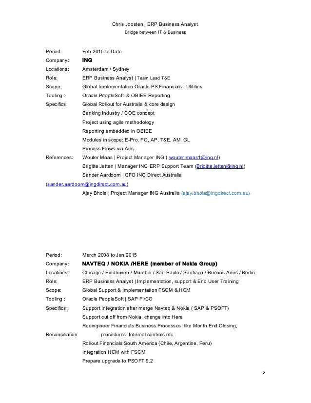 peoplesoft resume samples