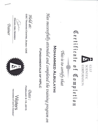 HPLC Certificate