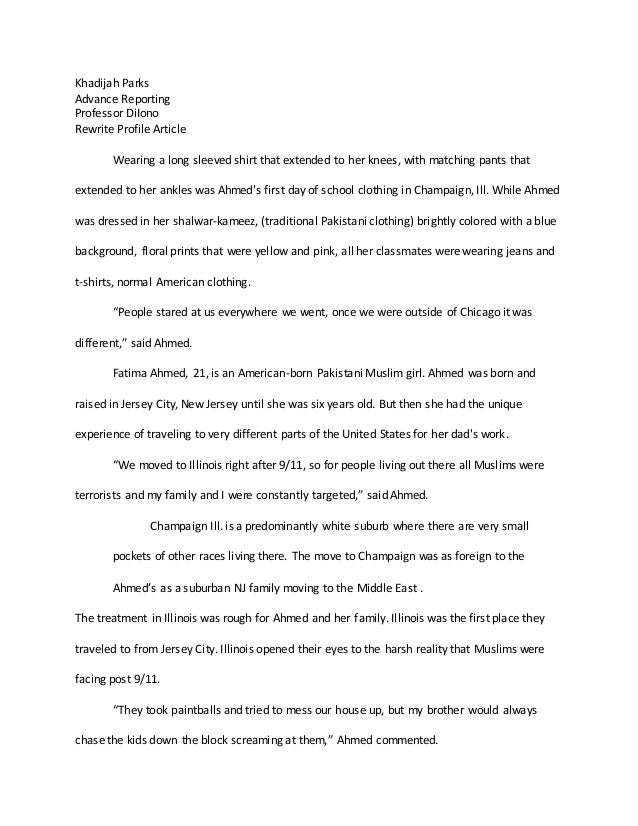 FatimahAhmed Profile Article Writing Sample