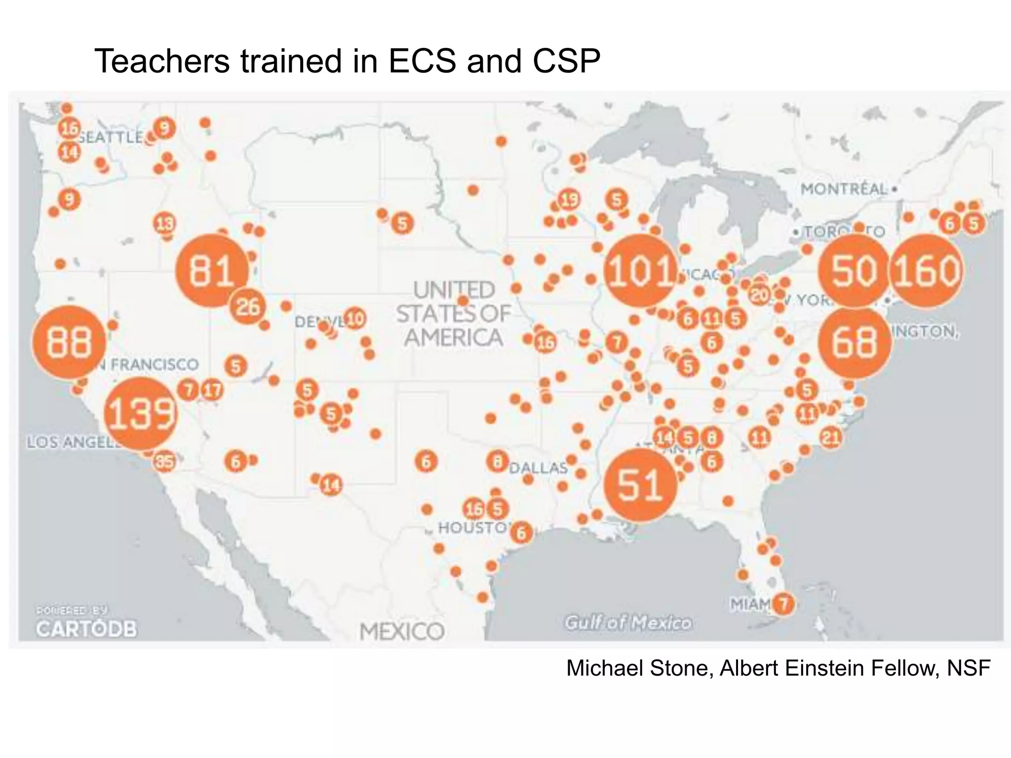 Michael Stone, Albert Einstein Fellow, NSF
Teachers trained in ECS and CSP
 