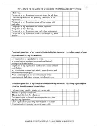 impact of quality of work life on retention of employees report | PDF