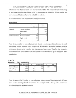 impact of quality of work life on retention of employees report | PDF