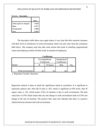 impact of quality of work life on retention of employees report | PDF