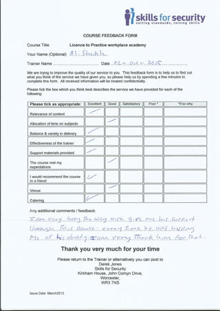 Course Feedback Form.pdf Course feedback forms Uxbridge | PDF