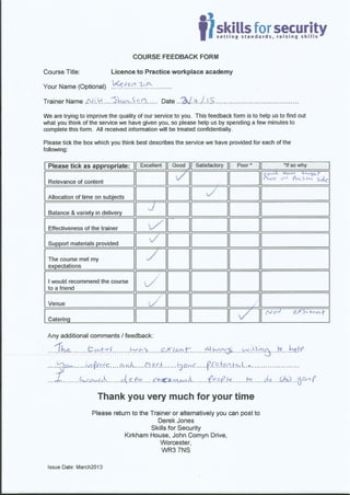 Course feedback forms Uxbridge | PDF