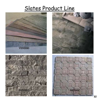 VENEERS TILES
MOSAICPANNELS
Slates Product Line
32
 