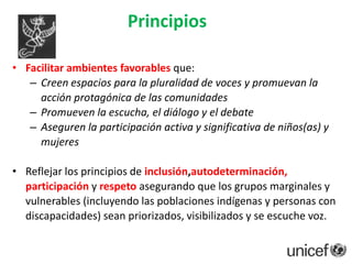 Congreso Mundial sobre Comunicación para el Desarrollo, Roma 2006“Es un proceso social basado en el diálogo usando un amplio abanico de instrumentos y de métodos. Se refiere también a la búsqueda del cambio a diferentes niveles que incluyen escuchar, construir confianza, compartir conocimientos y habilidades, desarrollar políticas, debatir y aprender para lograr cambios sostenibles y significativos. Nose trata de relaciones públicas ni de comunicación corporativa”.