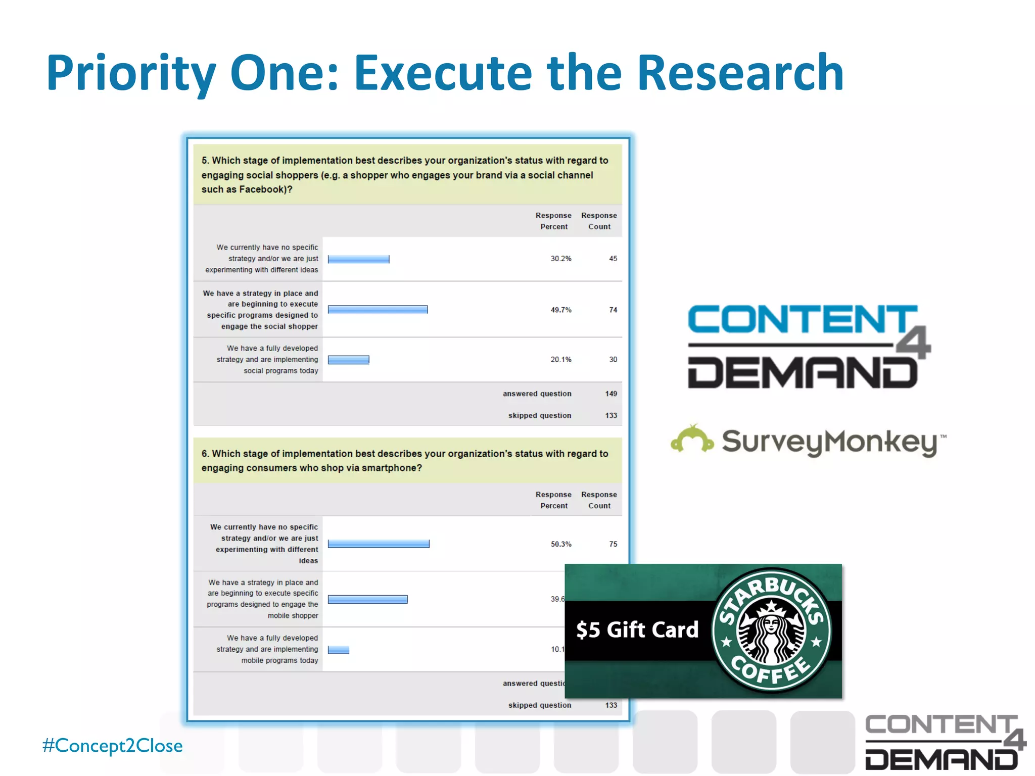 #Concept2Close	

Priority	
  One:	
  Execute	
  the	
  Research	
  
 