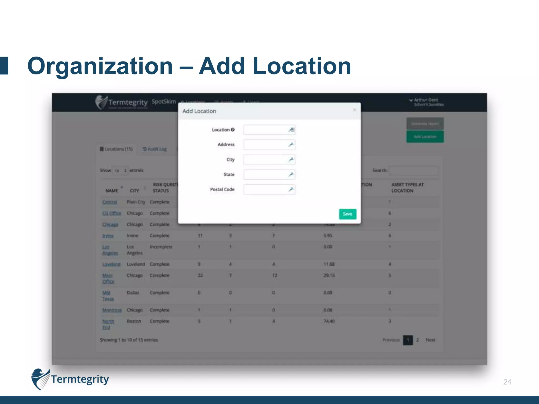 24
Organization – Add Location
 