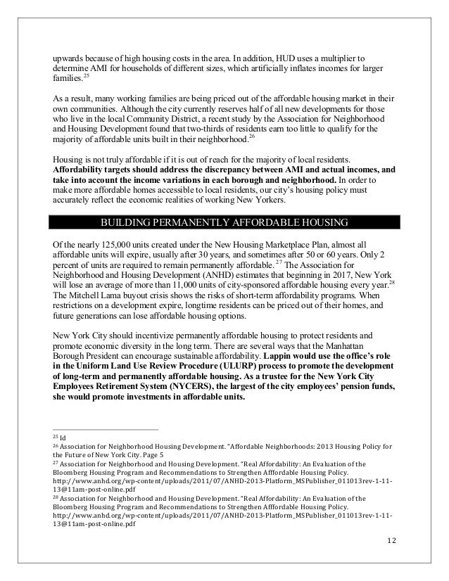 writing sample policy report on affordable housing