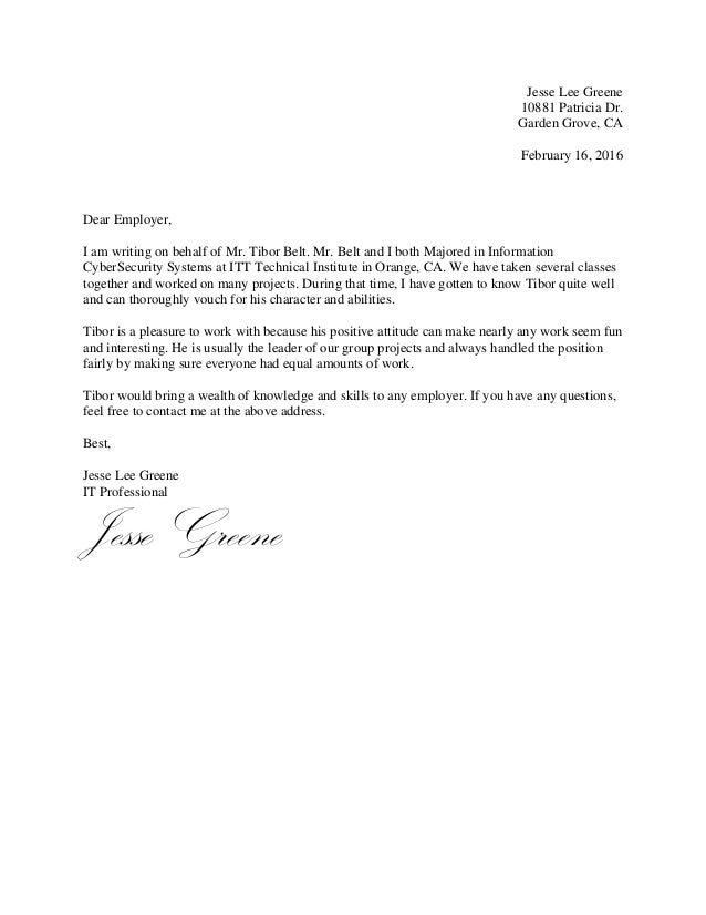 letter of recommendation classmate classmate recommendation letter sample