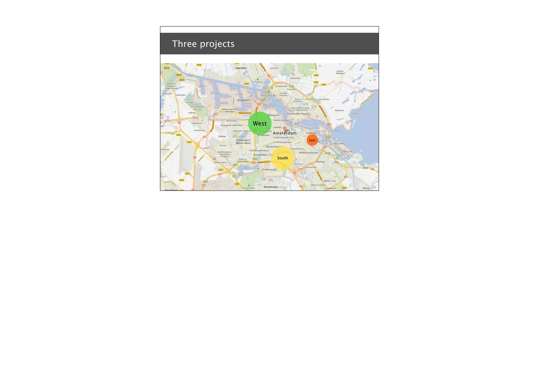 Three projects

West
East

South

 