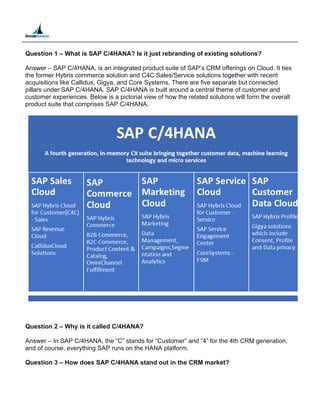 SAP C/4HANA FAQ's | PDF