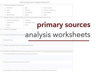 primary sources
analysis worksheets
 