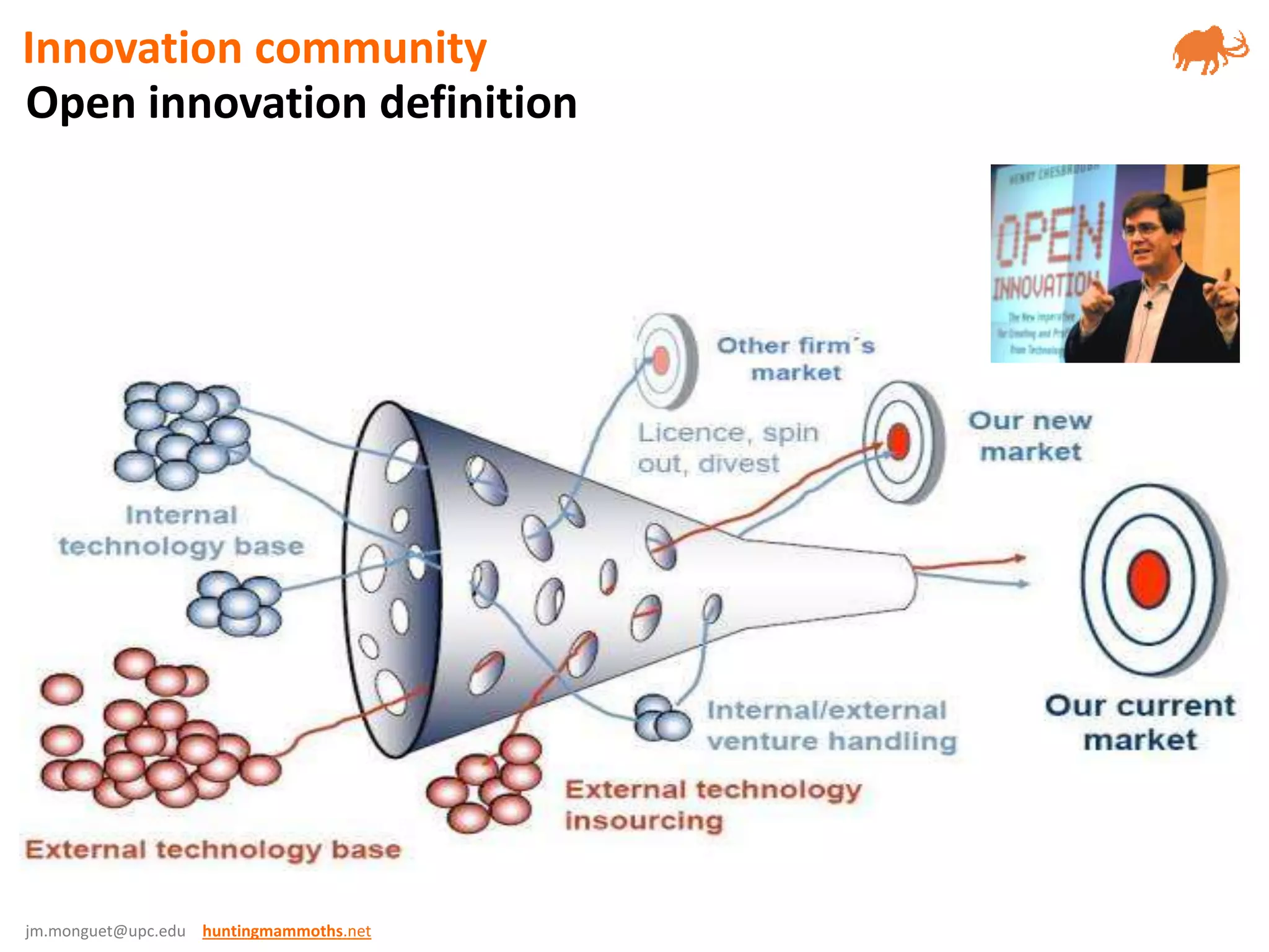 jm.monguet@upc.edu huntingmammoths.net
Open innovation definition
Innovation community
 