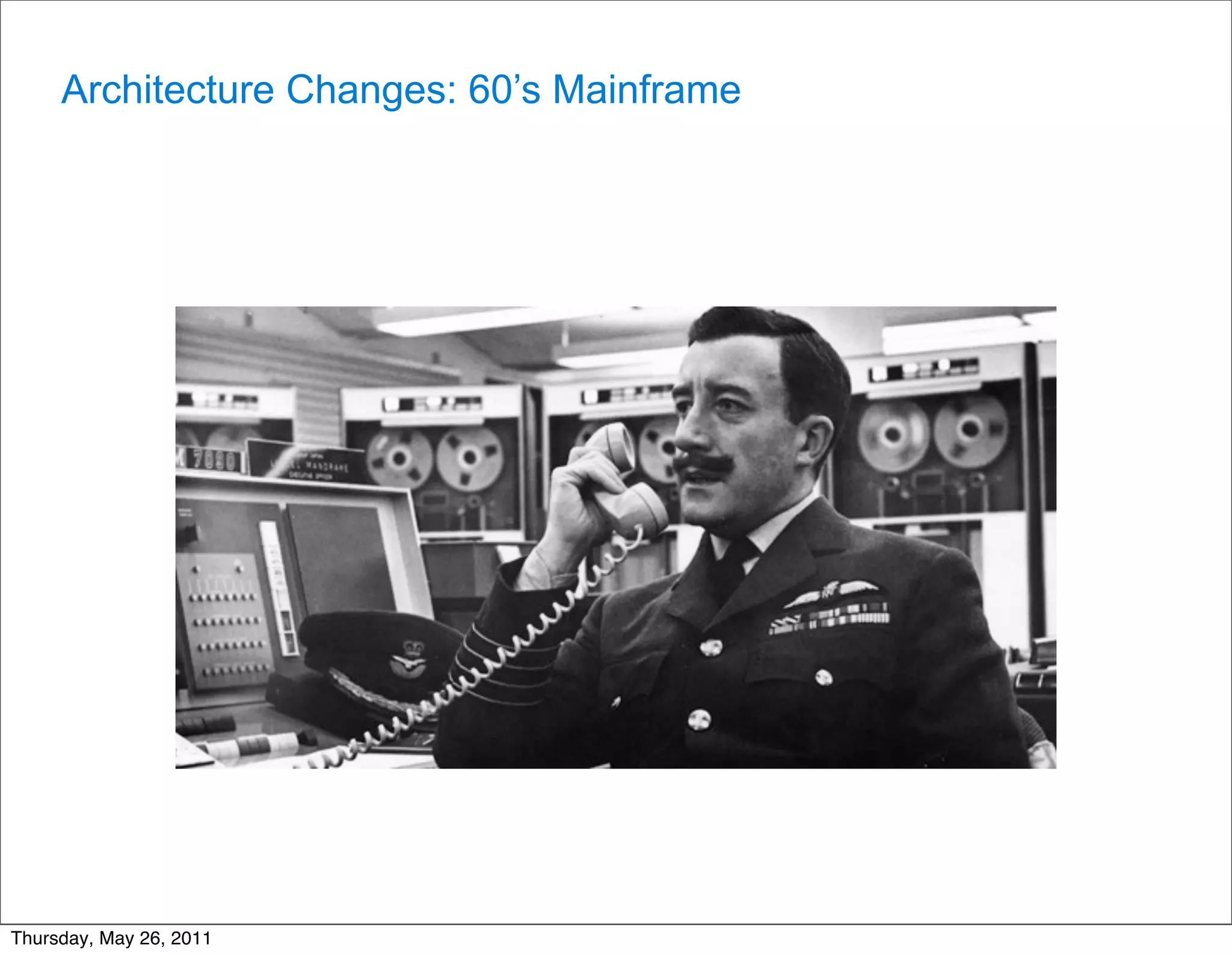 Architecture Changes: 60’s Mainframe




Thursday, May 26, 2011
 