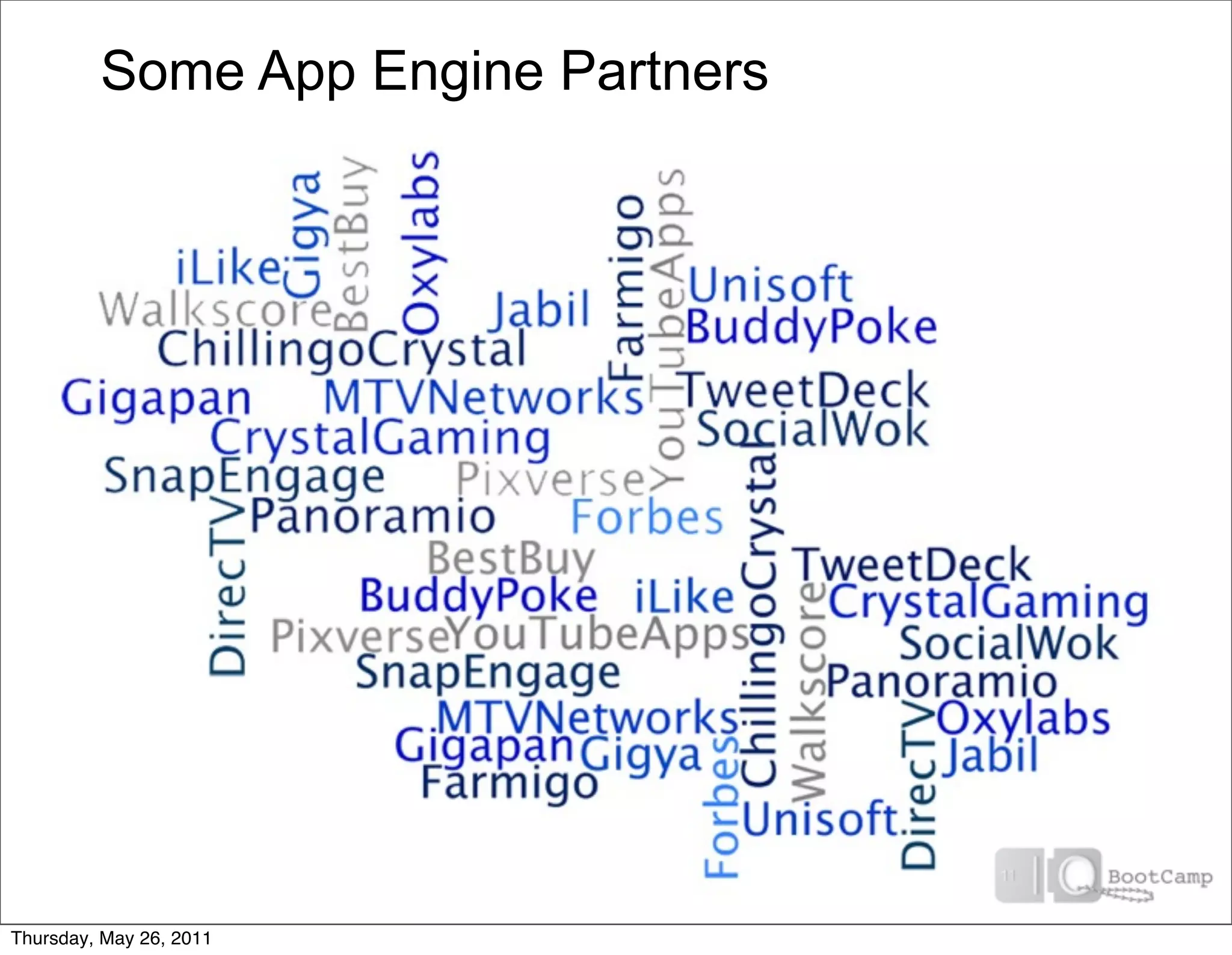 Some App Engine Partners




Thursday, May 26, 2011
 
