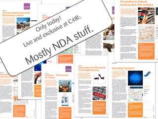 Only today!
Live and exclusive at C4IR:
Mostly NDA stuff.
 