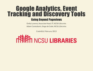 Google Analytics, Event Tracking & Discovery Tools