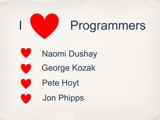 IProgrammersNaomi DushayGeorge KozakPete HoytJon Phipps