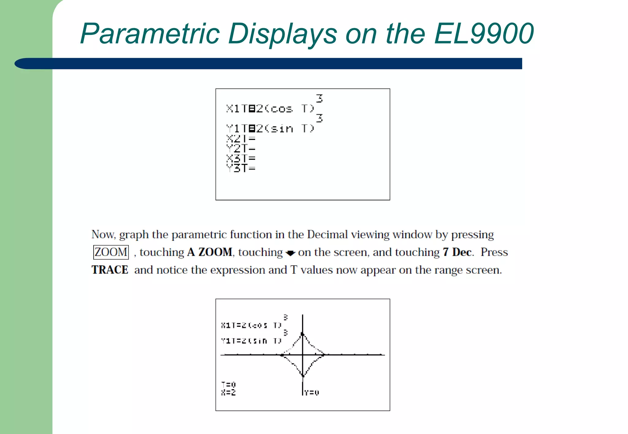  Parametric Displays on the EL9900